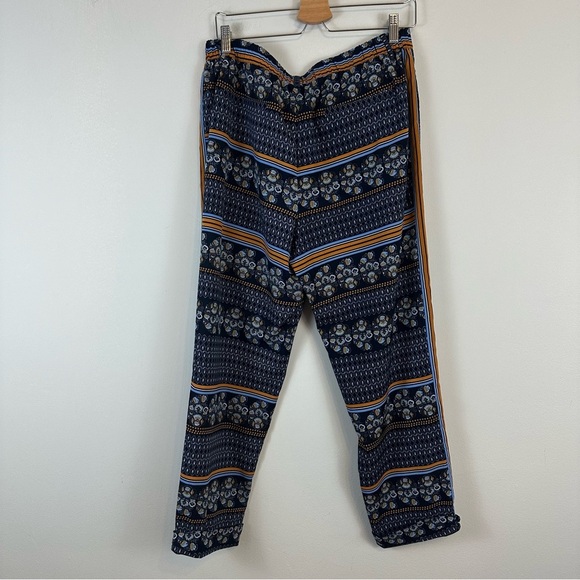 Anthropologie Elevenses | Navy Patterned Rolled Hem Trouser Pants 12T - Picture 6 of 7